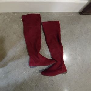 Burgundy Over the Knee Boots